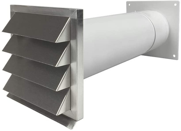 EASYTEC® Energiesparender Mauerkasten Ø 150 mm Edelstahl mit zwei Rückstauklappen DN125