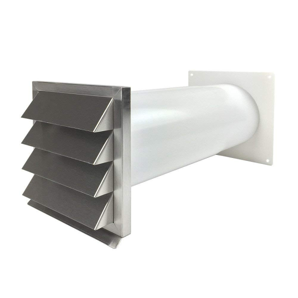 Energiesparender Mauerkasten Ø 150 mm Edelstahl mit doppelten Rückstauklappen