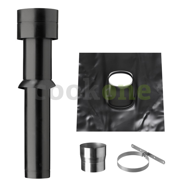 MV plus Dachhaube in schwarz mit Universal Bleipfanne 36167