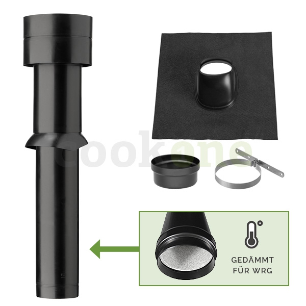 MV plus WRG Dachhaube für Steildach 5°-25° - Set mit Universalpfanne FLEX DN160 - für Kontrollierte Wohnraumlüftung KWL