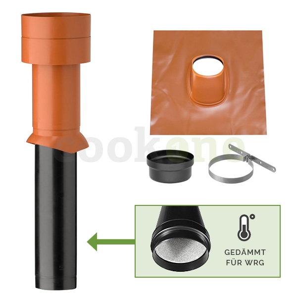 MV plus WRG Dachhaube für Steildach 25°-45° - Set mit Universal-Bleipfanne DN160 - für Kontrollierte Wohnraumlüftung KWL