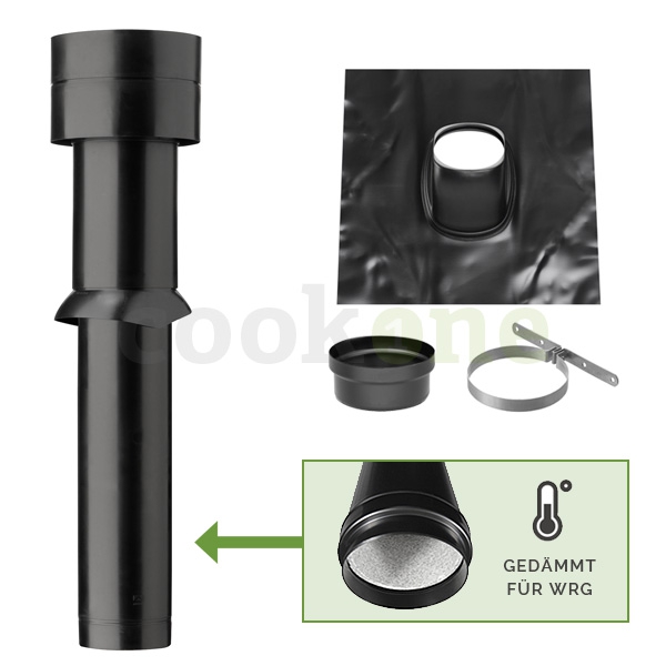MV plus WRG Dachhaube für Steildach 25°-45° - Set mit Universal-Bleipfanne DN160 - für Kontrollierte Wohnraumlüftung KWL